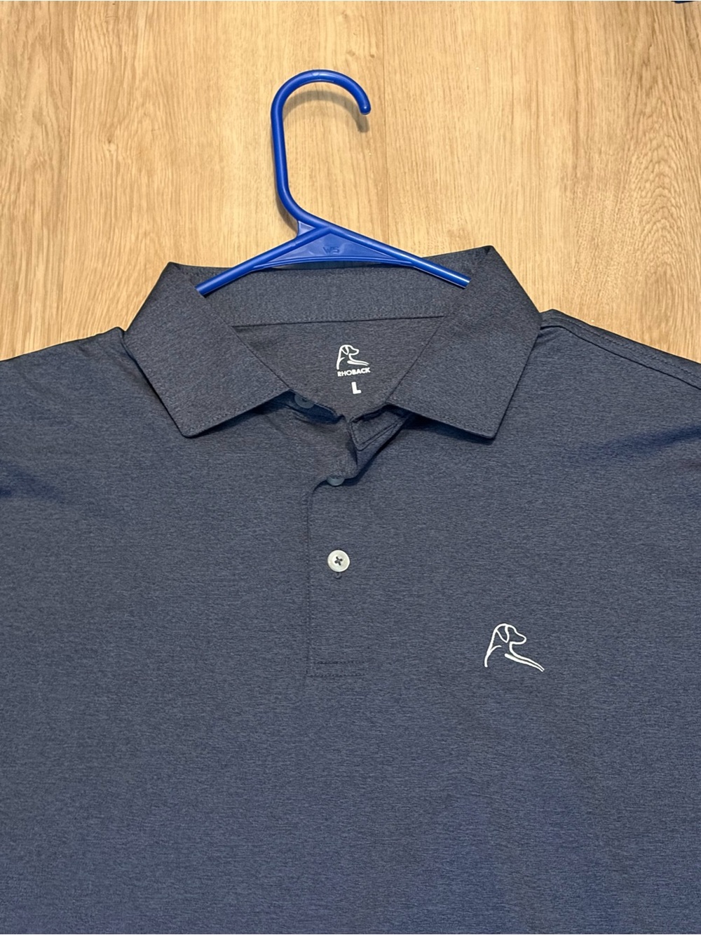 Rhoback Men's Navy Blue Polo with Embroidered Logo - Picture 2 of 2